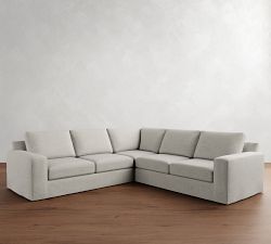 Big Sur Square Arm Slipcovered 3-Piece L-Shaped Sectional (114")