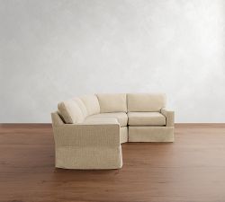 Buchanan Square Arm Slipcovered 3-Piece Curved Wedge Sectional (98")