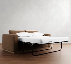 Carmel Wide Arm Leather Wood Base Sleeper Sofa (86")