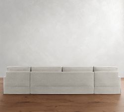 PB Comfort Square Arm Slipcovered Double Chaise Sectional (131"&ndash;165")