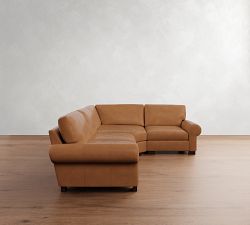 Turner Roll Arm Leather 3-Piece Wedge Sectional (119"&ndash; 124")