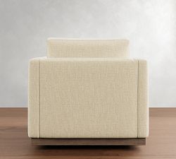 Carmel Slim Arm Wood Base Swivel Chair