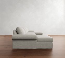 Big Sur Roll Arm Slipcovered Double Chaise Sectional (145"&ndash;198")