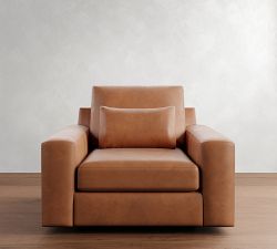 Big Sur Square Arm Deep Seat Leather Swivel Chair