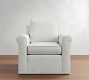 Cameron Roll Arm Slipcovered Swivel Chair