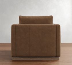 Carmel Slim Arm Leather Wood Base Chair