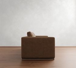 Carmel Slim Arm Leather Wood Base Sofa (56"&ndash;116")
