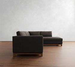 Jake Leather Brindle Wood Base Return Bumper Sectional (108"-112")