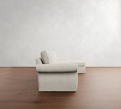 Pearce Roll Arm Slipcovered Chaise Sectional (110"&ndash;150")