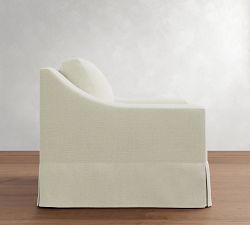 York Slope Arm Slipcovered Swivel Chair