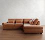 Big Sur Roll Arm Deep Seat Leather Return Bumper Sectional (122"&ndash;154")