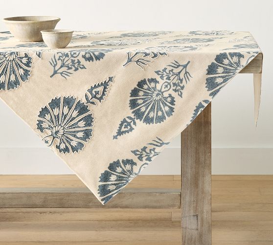 Bloom Embroidered Cotton Table Throw