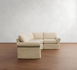 Buchanan Roll Arm Slipcovered 3-Piece Curved Wedge Sectional (100")