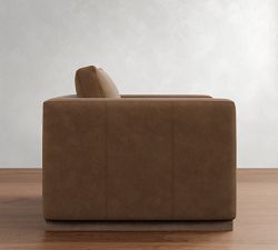 Carmel Slim Arm Leather Wood Base Chair