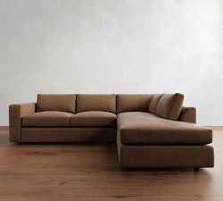 Carmel Wide Arm Leather Return Bumper Sectional (113"&ndash;125")