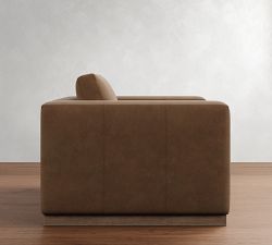 Carmel Wide Arm Leather Wood Base Chair