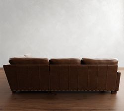 Turner Square Arm Leather 3-Piece Bumper Sectional (106"&ndash;111")