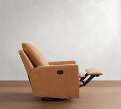 Ayden Square Arm Leather Swivel Glider Recliner