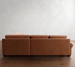 Big Sur Roll Arm Deep Seat Leather 3-Piece L-Shaped Sectional (122")