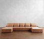 Big Sur Roll Arm Deep Seat Leather Double Chaise Sectional (146"&ndash;198")