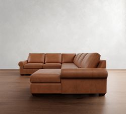 Big Sur Roll Arm Leather L-Shaped Chaise Sectional (147")