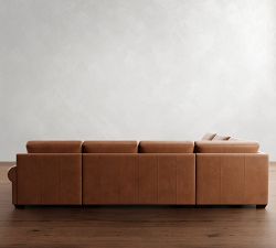 Big Sur Roll Arm Leather L-Shaped Chaise Sectional (147")