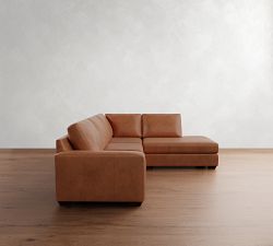 Big Sur Square Arm Leather 3-Piece Bumper Sectional (115")