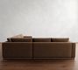 Carmel Wide Arm Leather Wood Base 3-Piece L-Shaped Wedge Sectional (120")