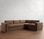 Carmel Wide Arm Leather Wood Base 3-Piece Wedge Sectional (123")