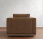 Carmel Wide Arm Leather Wood Base Swivel Chair