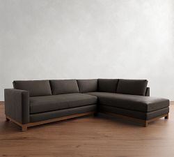 Jake Leather Brindle Wood Base Return Bumper Sectional (108"-112")