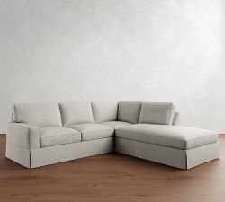 PB Comfort Square Arm Slipcovered 3-Piece Bumper Sectional (106")