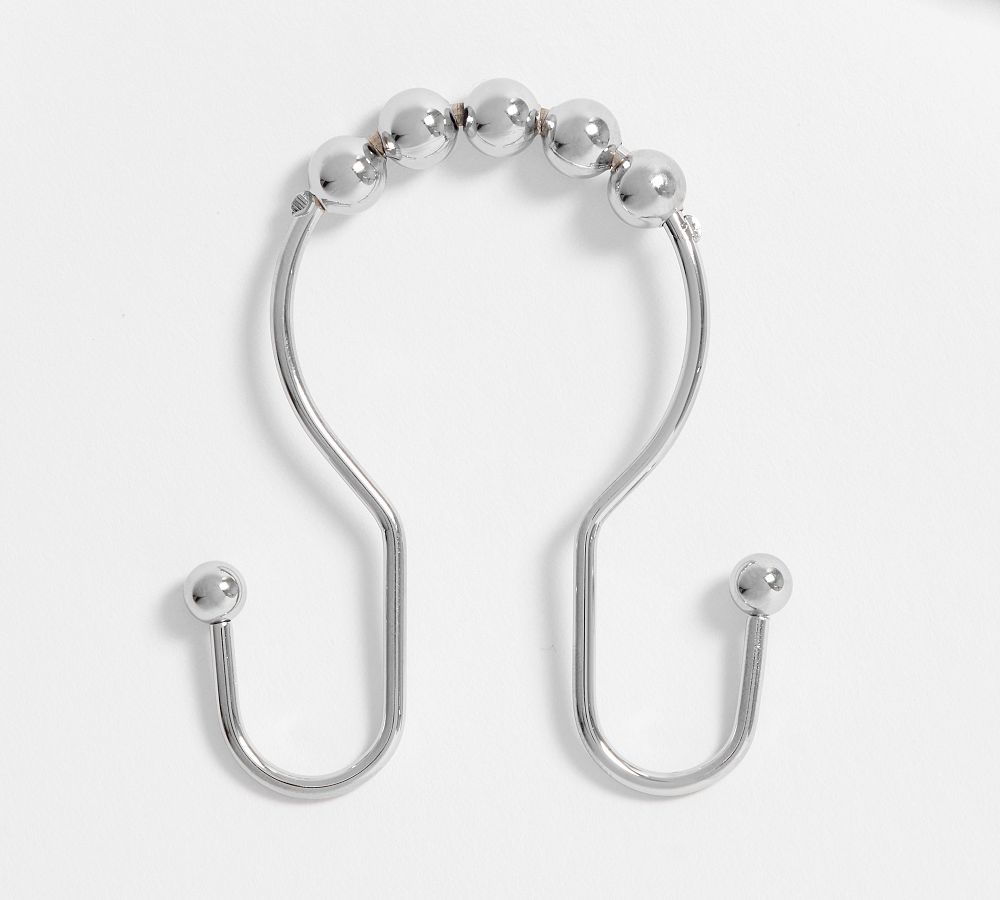 Double Hook Shower Curtain Rings - Set of 12 - Chrome, 72", Set of 12