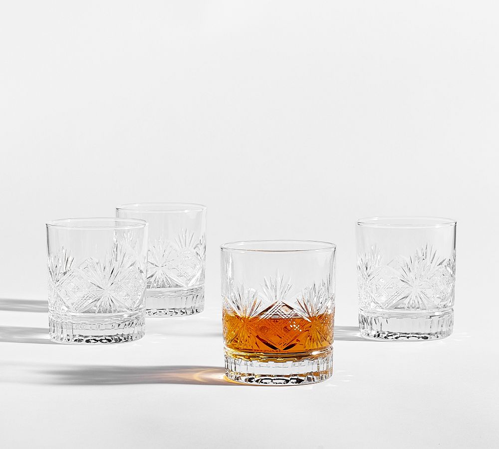 Antique Cut Cocktail Glasses - Set of 4 - Set of 4 - Clear