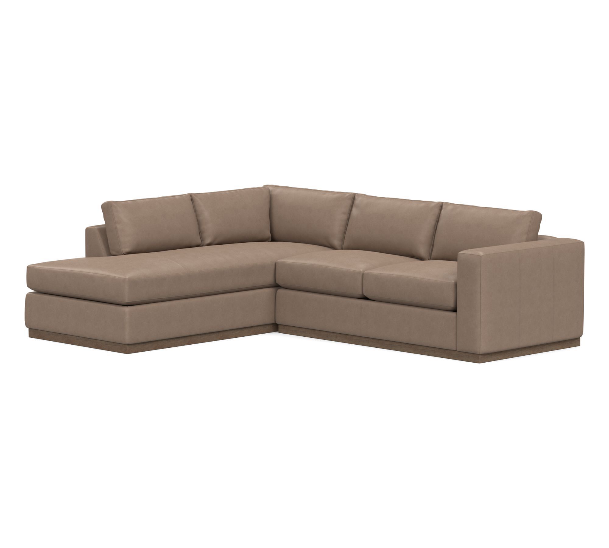 Carmel Wide Arm Leather Wood Base Return Bumper Sectional (113"&ndash;125") - thumbnail 9