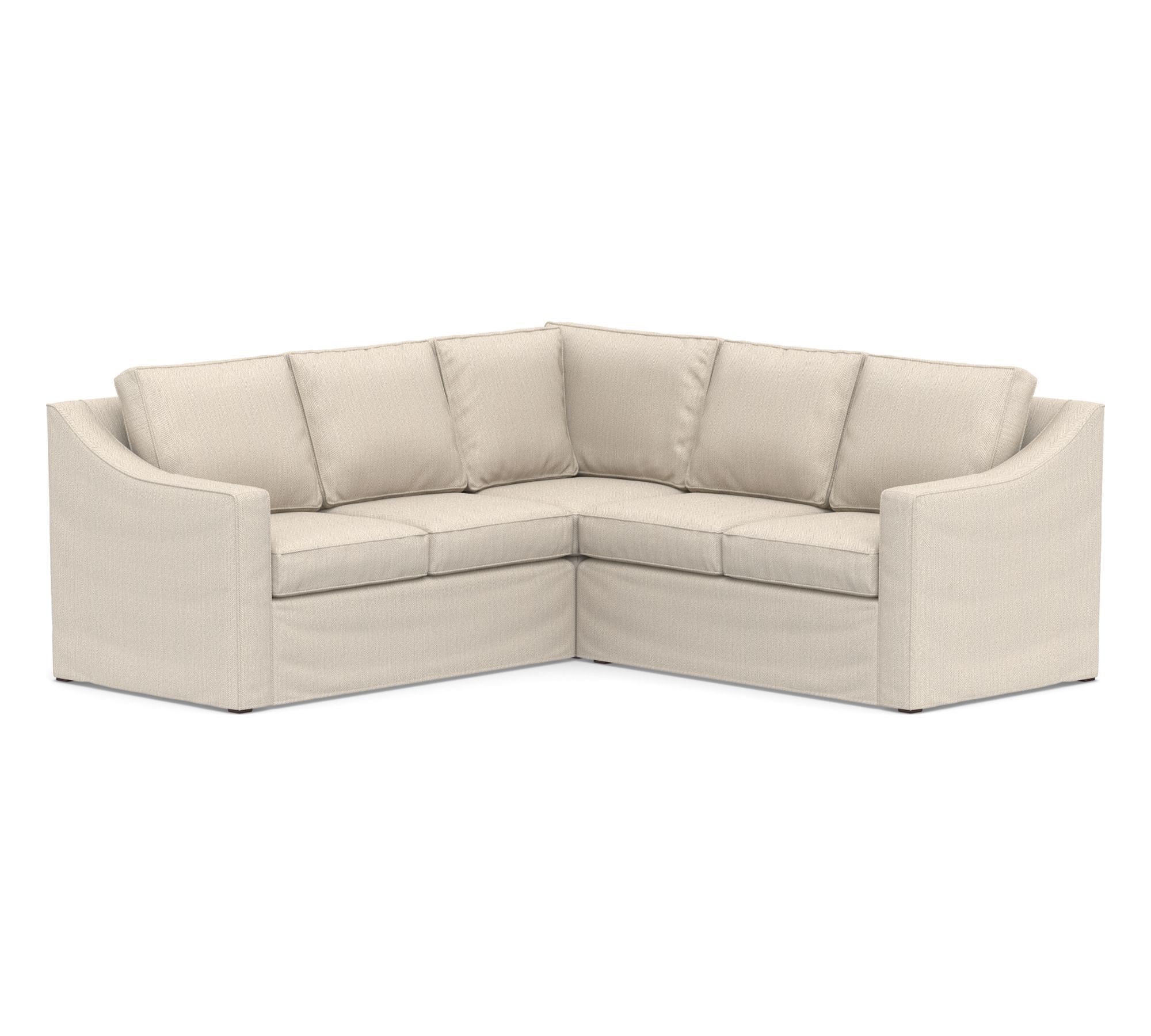 Cameron Slope Arm Slipcovered 3-Piece L-Shaped Sectional (93")