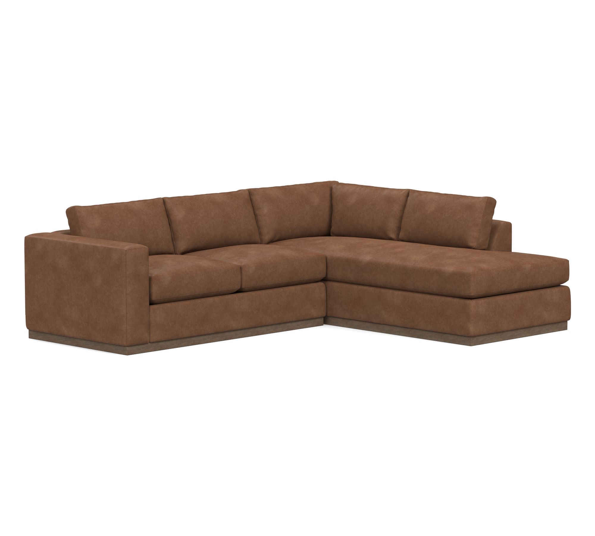 Carmel Wide Arm Leather Wood Base Return Bumper Sectional (113"&ndash;125") - thumbnail 5
