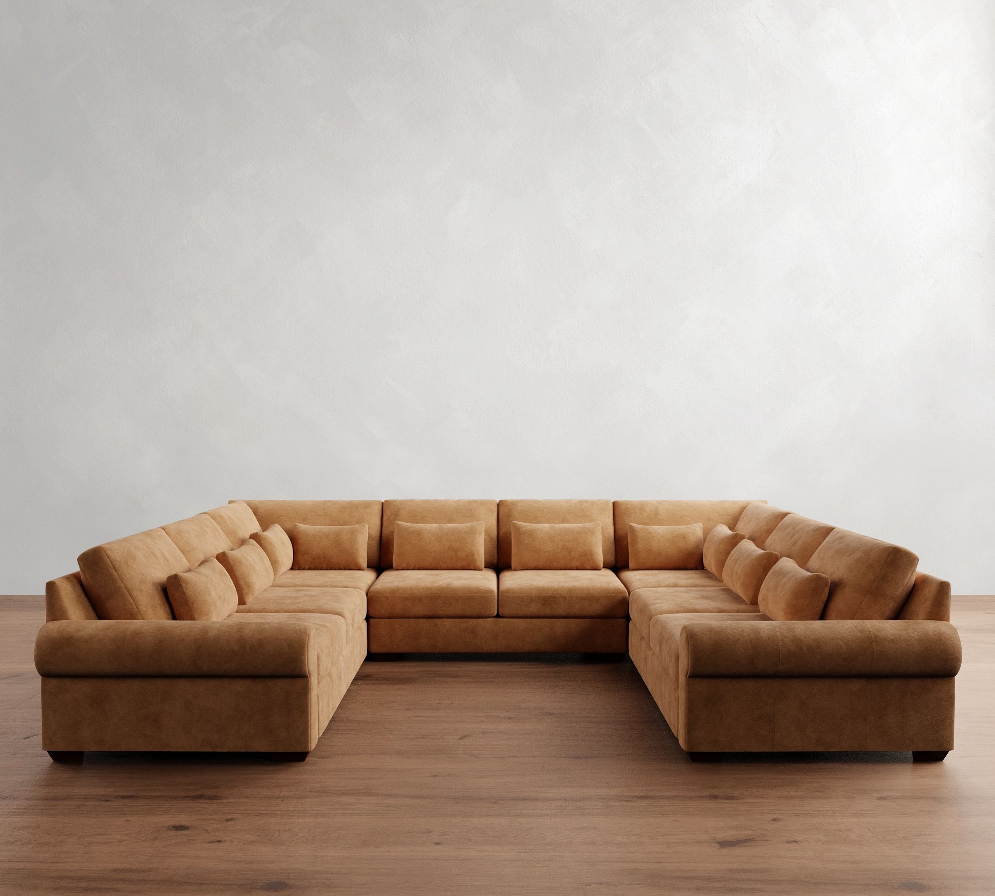 Big Sur Roll Arm Deep Seat Leather U-Shaped Sectional (159"&ndash;191") - thumbnail 3