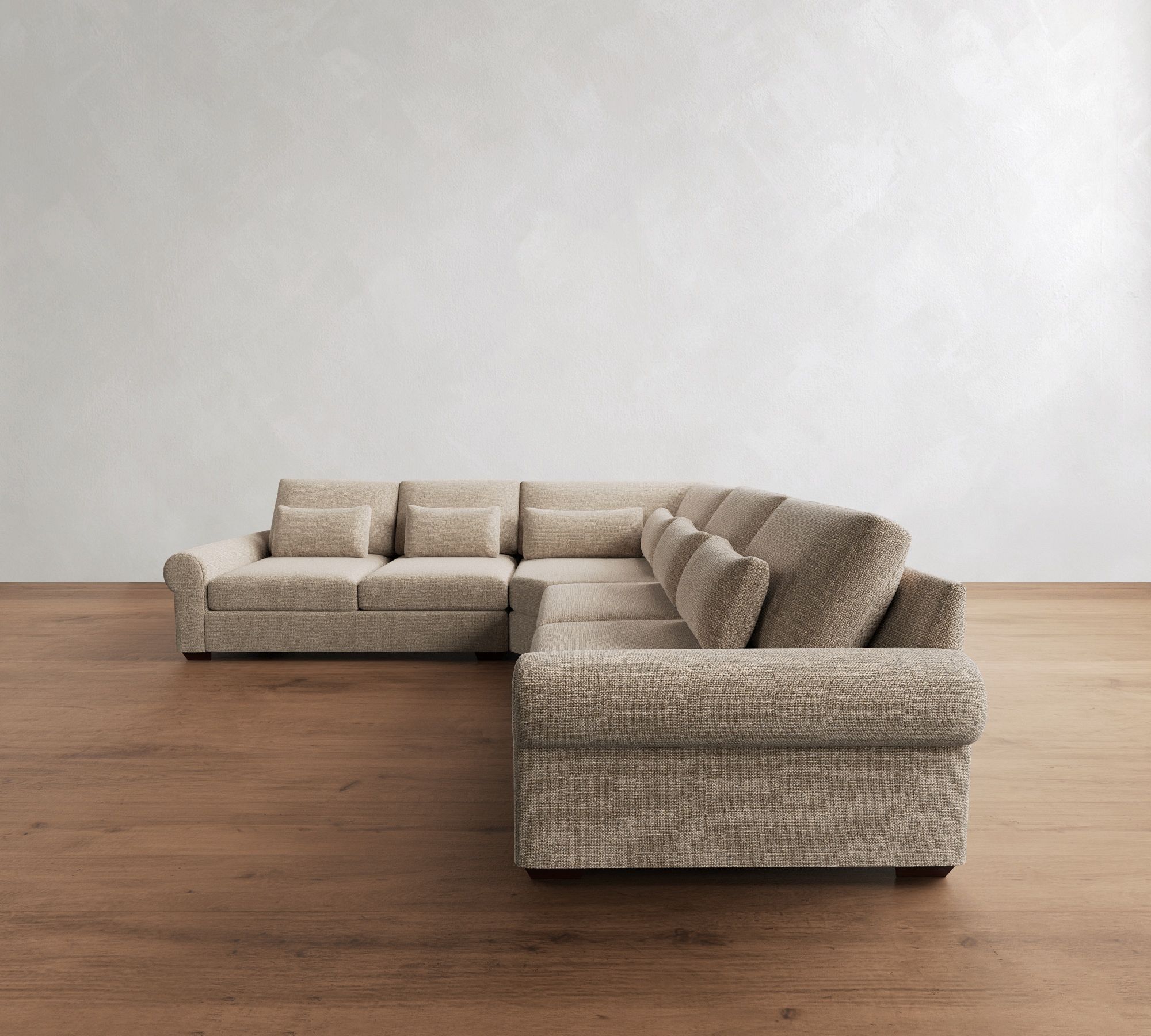 Big Sur Roll Arm Deep Seat 3-Piece L-Shaped Wedge Sectional (129")