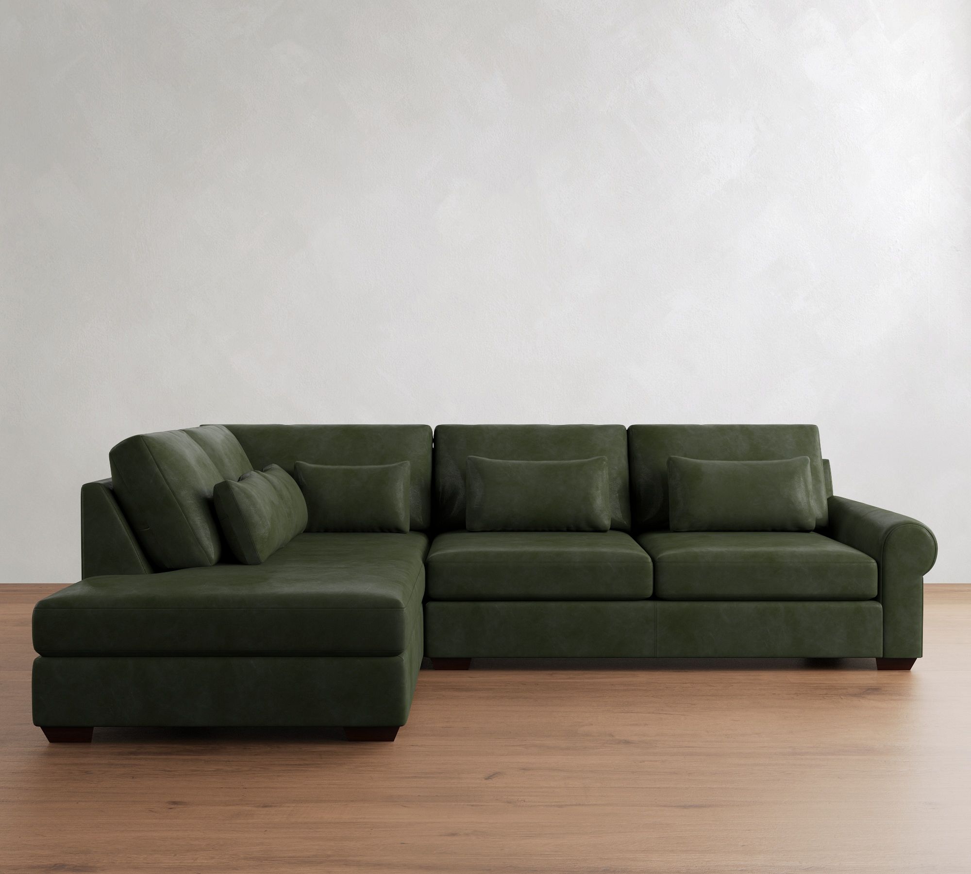 Big Sur Roll Arm Deep Seat Leather Return Bumper Sectional (122"&ndash;154") - thumbnail 7