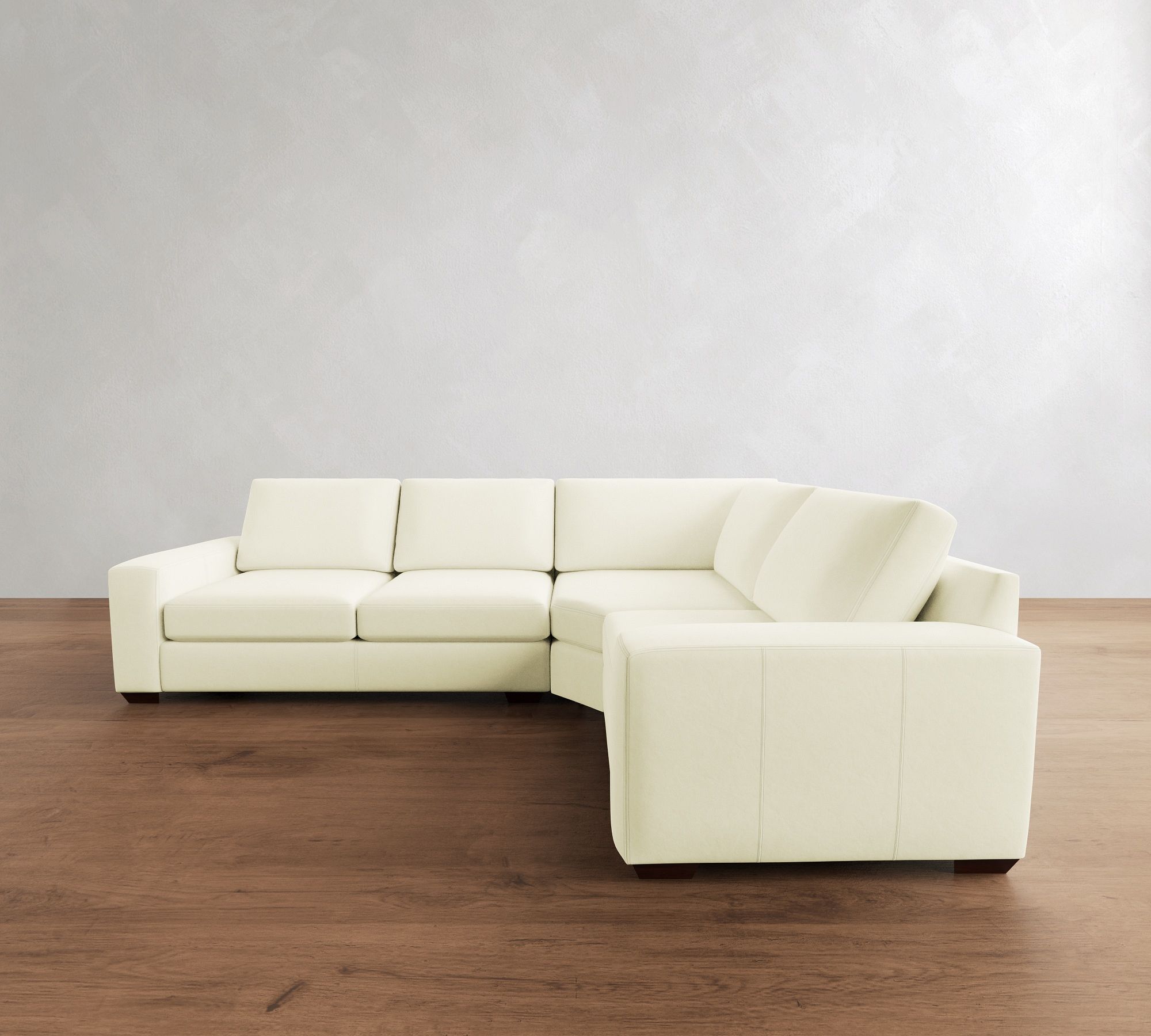 Big Sur Square Arm Leather 3-Piece Wedge Sectional (123")