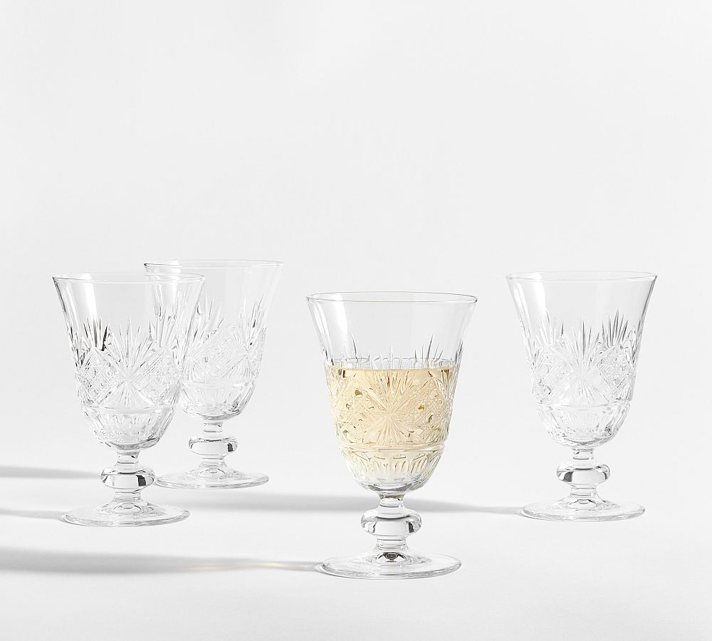 Antique Cut Glass Goblets - Set of 4 - Set of 4 - Clear