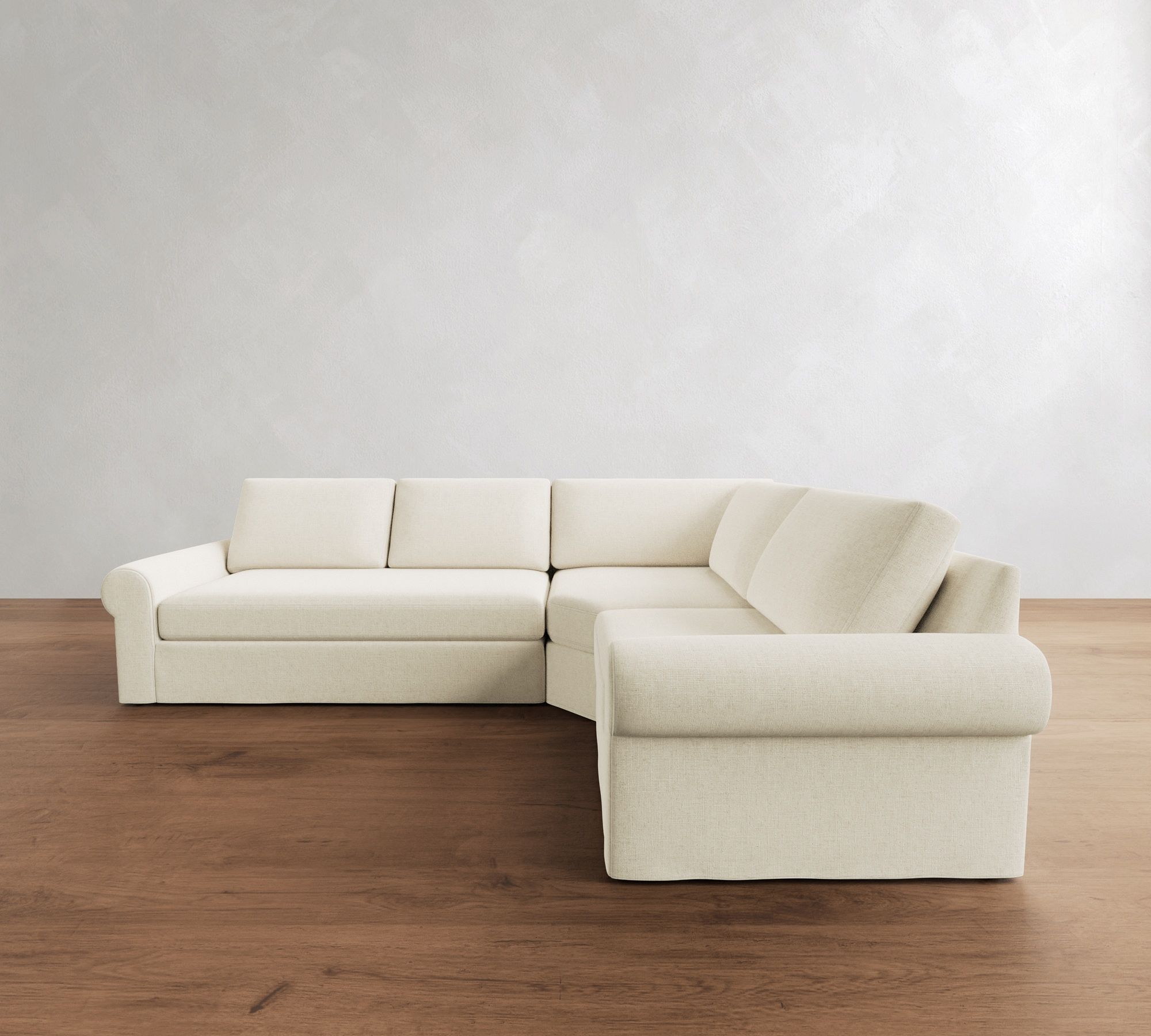 Big Sur Roll Arm Slipcovered Wedge Sectional (123") - thumbnail 8