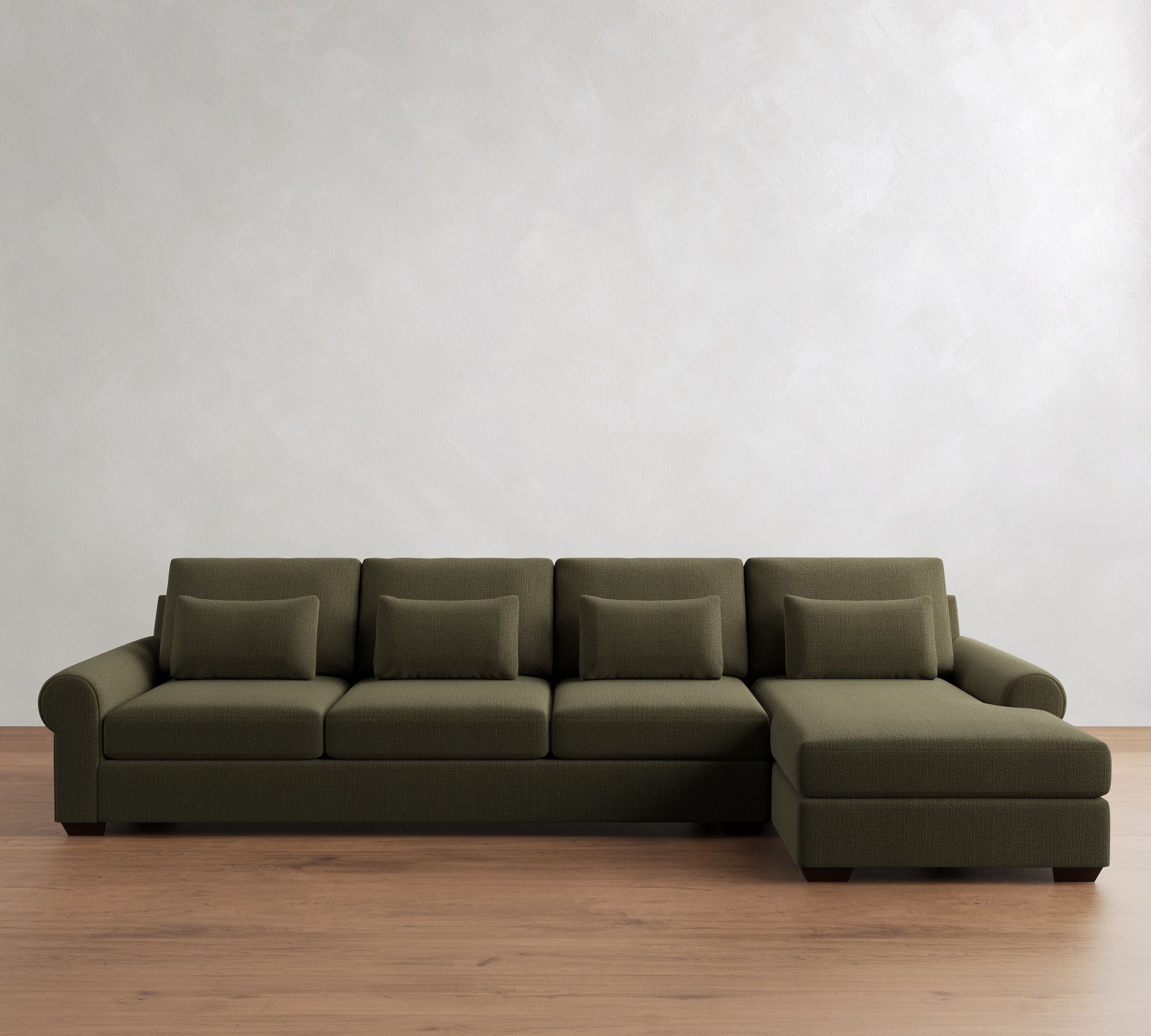 Big Sur Roll Arm Deep Seat Chaise Sectional (115"&ndash;158")