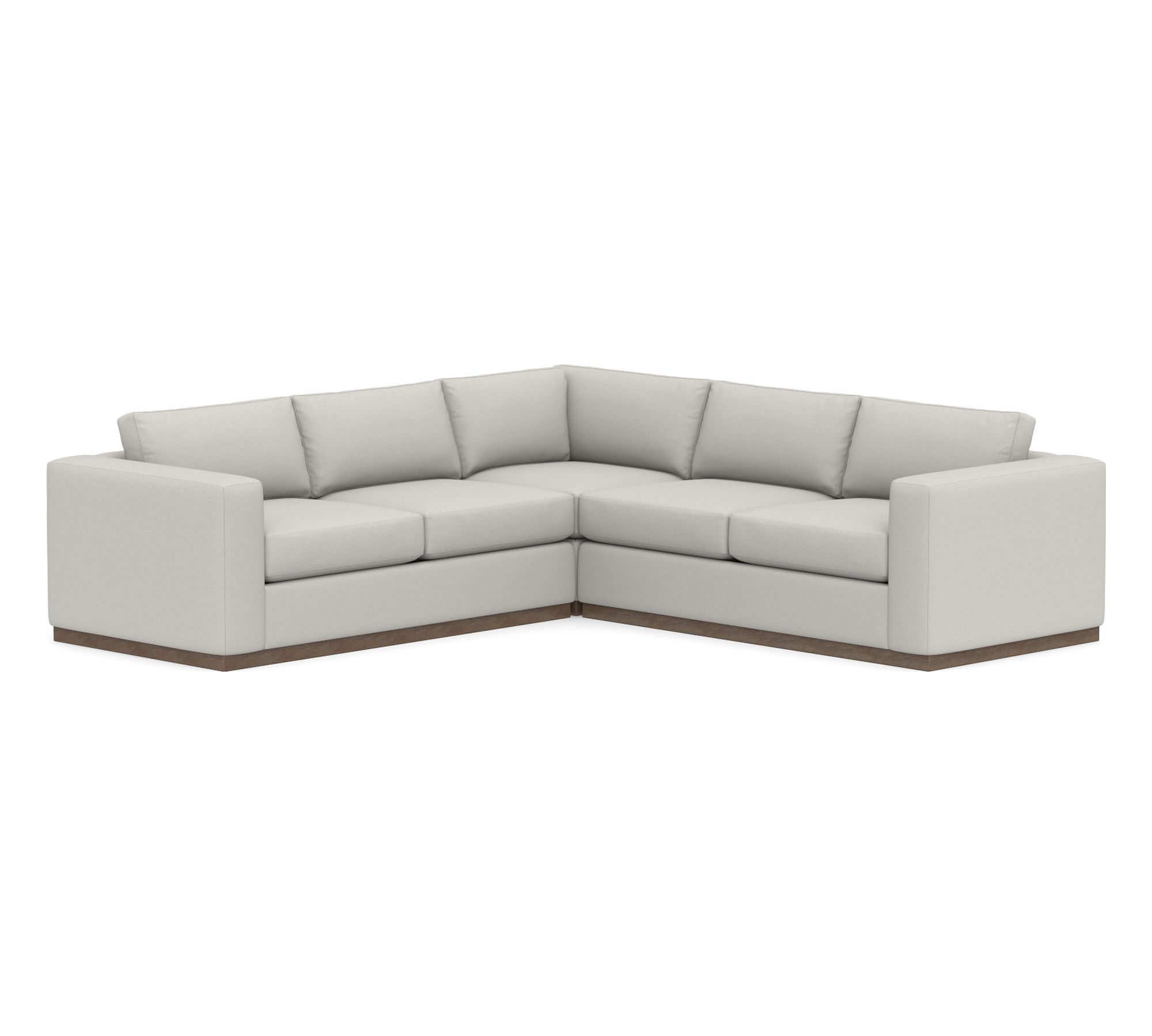 Carmel Wide Arm Wood Base 3-Piece L-Shaped Sectional (113")