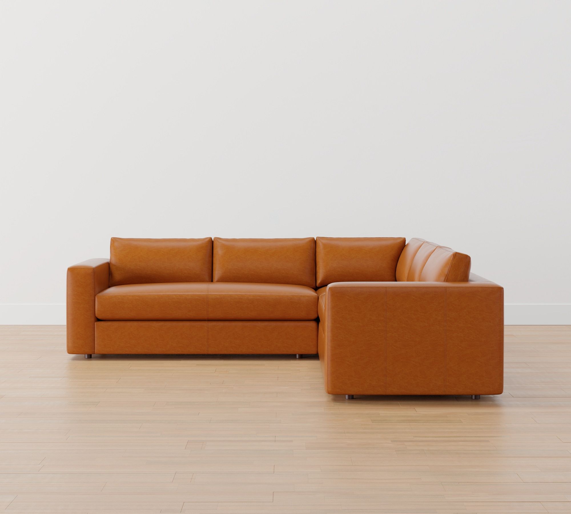 Carmel Wide Arm Leather 3-Piece L-Shaped Sectional (113")