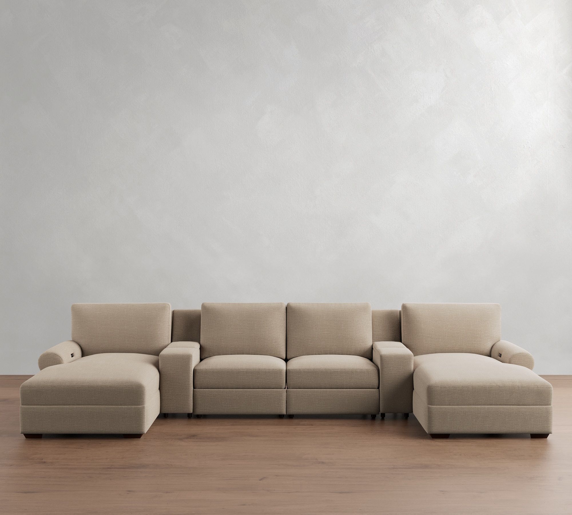 Big Sur Roll Arm Power Reclining Double Chaise Sectional (148"-172")