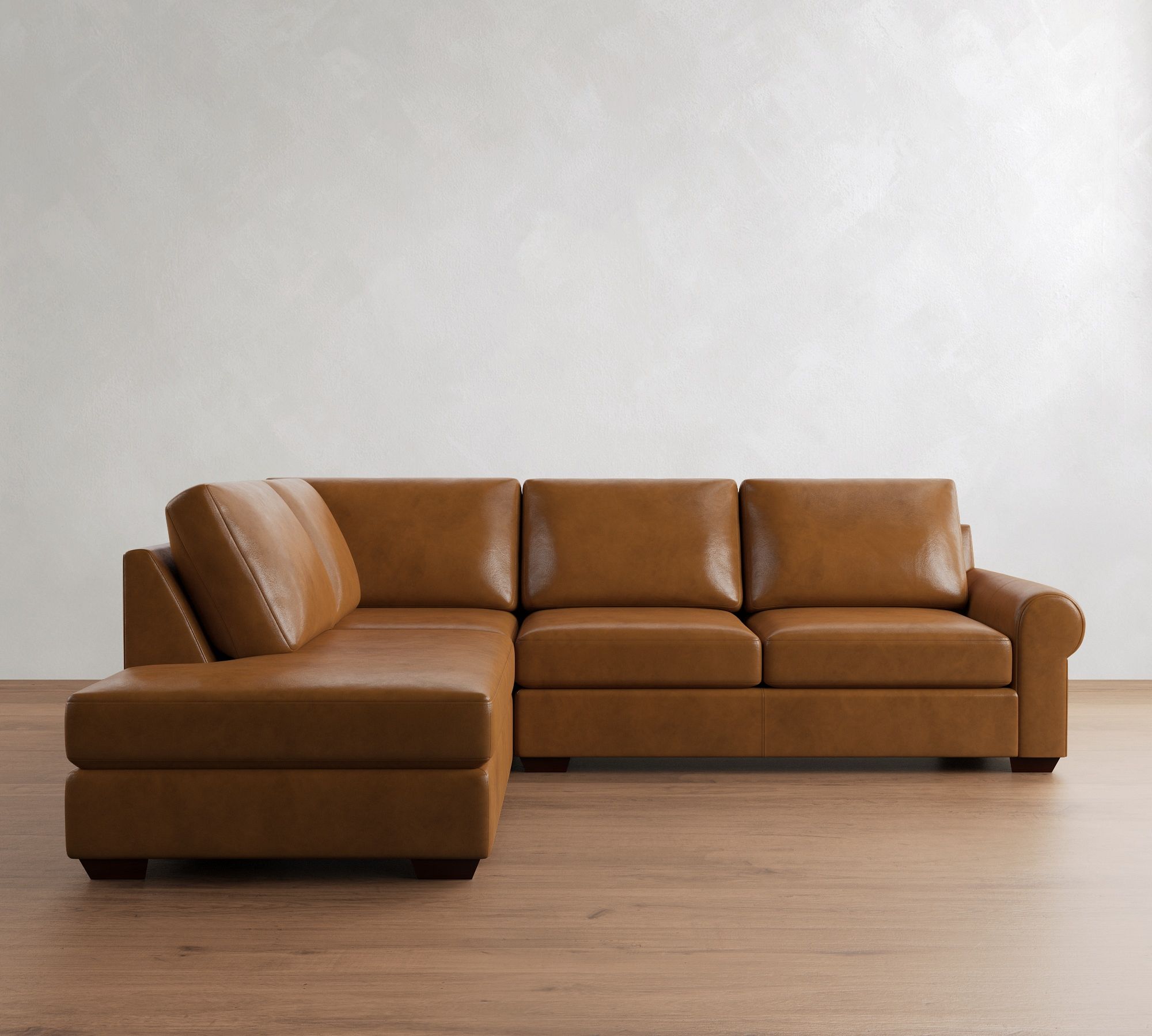 Big Sur Roll Arm Leather Bumper Sectional (115") - thumbnail 2