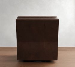 James Square Arm Leather Swivel Chair