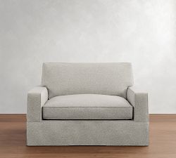PB Comfort Square Arm Slipcovered Twin Sleeper Sofa  (57")
